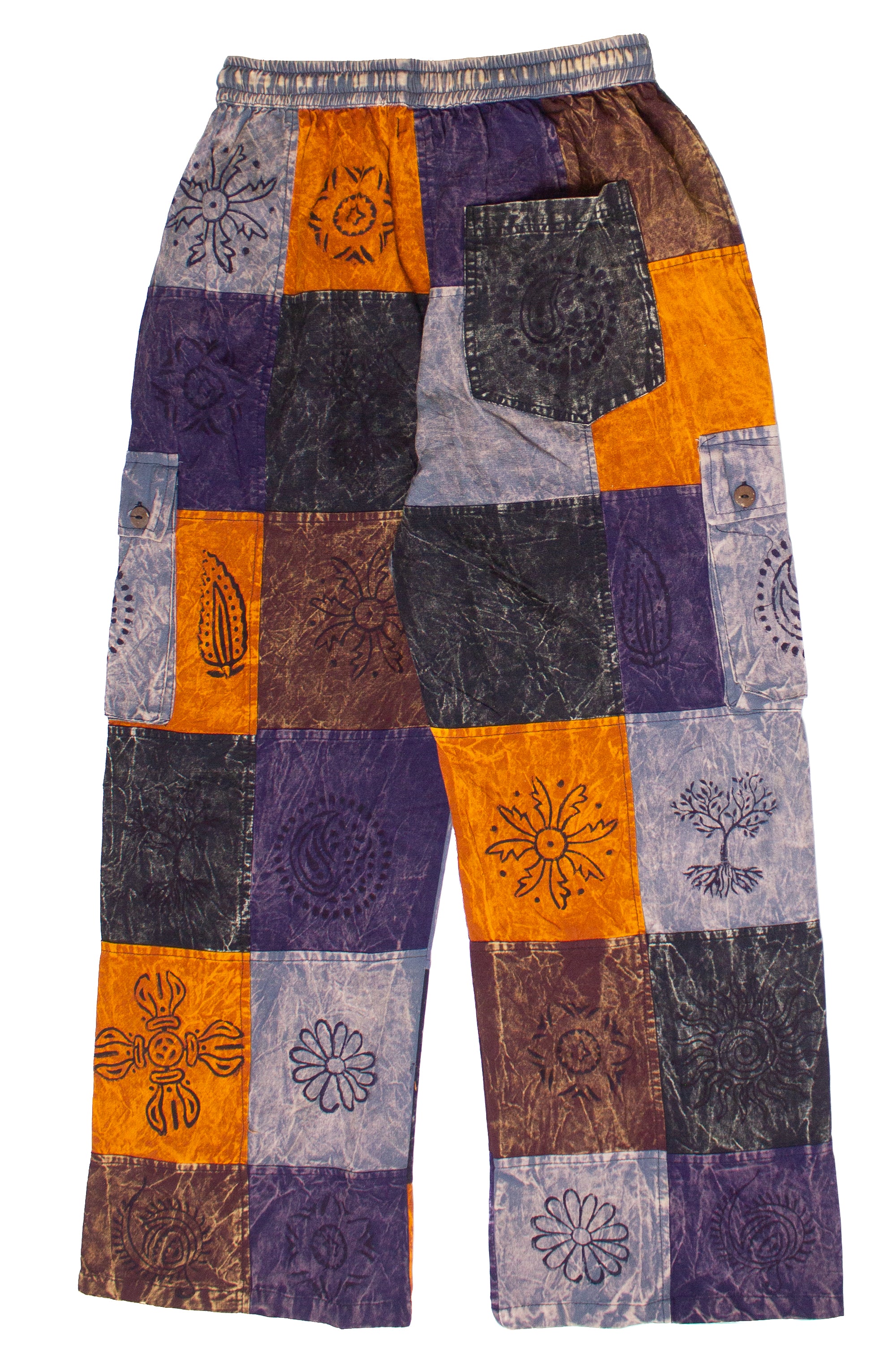 Printed Color Block Patchwork Cargo Pants
