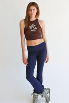 Foldover Navy Flare Leggings