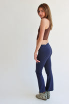 Foldover Flare Fleece Leggings Navy