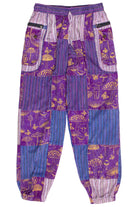 Mushroom Stripe Pocket Patchwork Joggers - Purple
