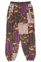 Brown Mushroom Stripe Pocket Patchwork Joggers