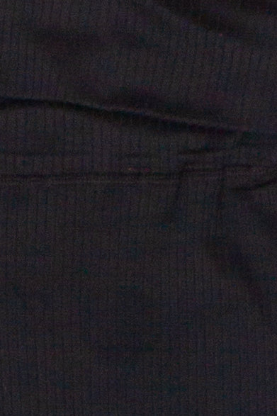 Ribbed Lightweight Fleece Lined Flare Leggings - Black