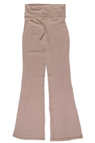 Ribbed Lightweight Fleece Lined Flare Leggings - Beige