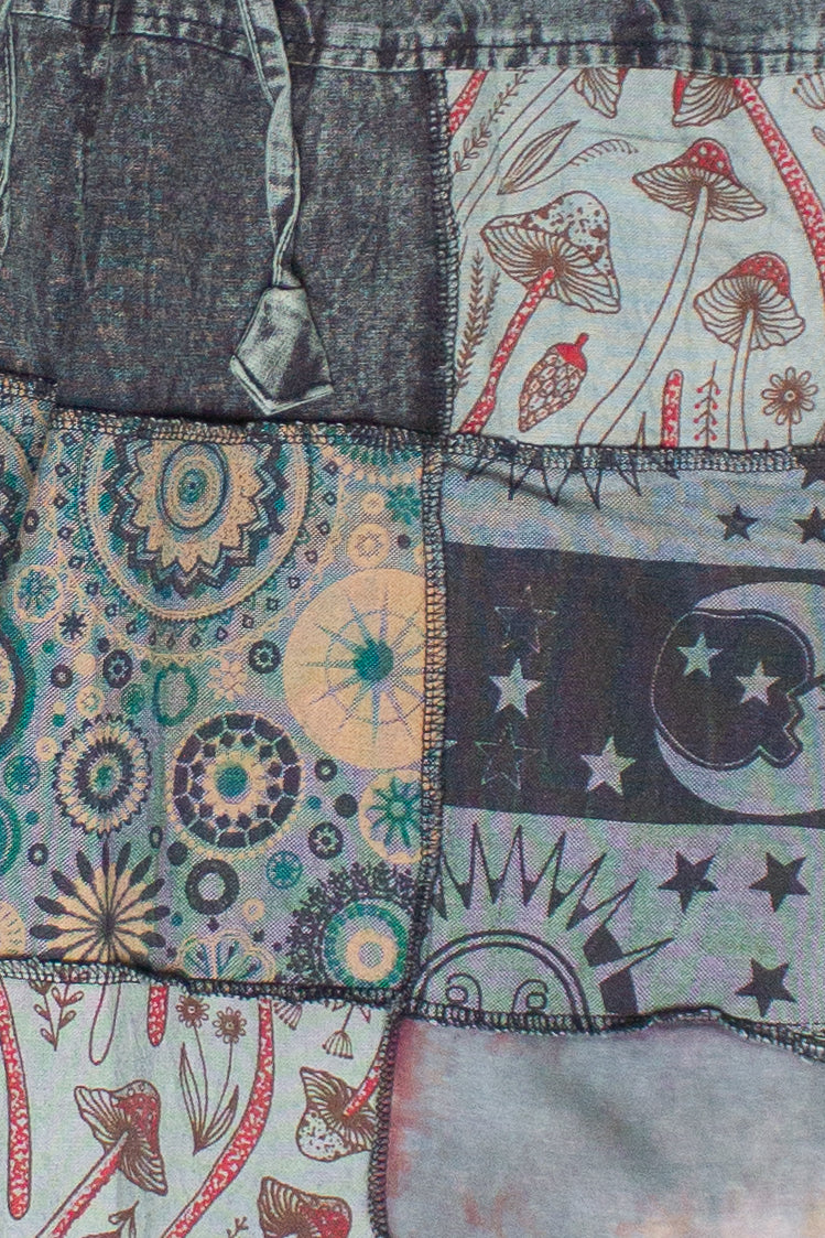 Grey Mushroom Patchwork Pants