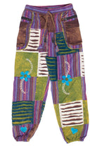 Distressed Embroidered Flower Patchwork Pants
