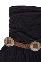 Belted Tube Top Wide Leg Jumpsuit - Black