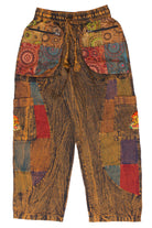 Embroidered Mushroom Block Patchwork Pants