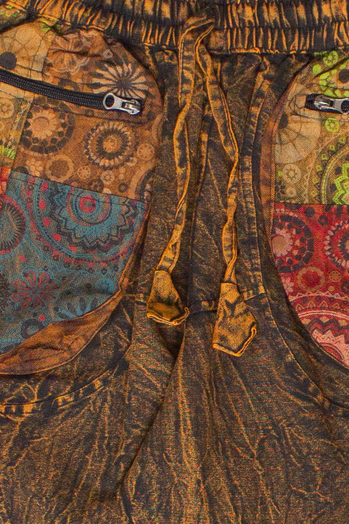 Embroidered Mushroom Block Patchwork Pants