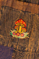Embroidered Mushroom Block Patchwork Pants