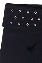 Fold Over Grommet Waistband Flare Pants