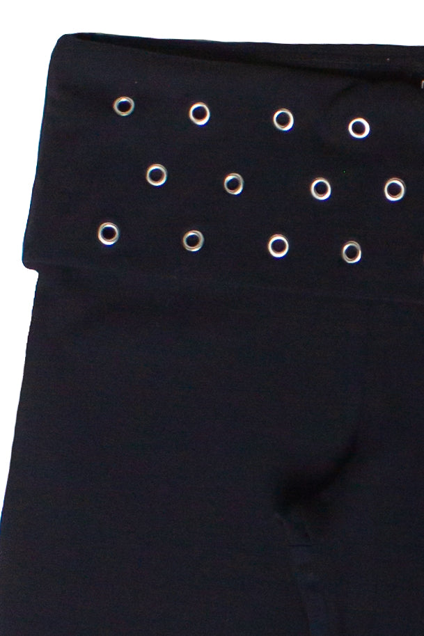 Fold Over Grommet Waistband Flare Pants