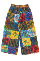 Stamped Tie Dye Wide Leg Patchwork Pants