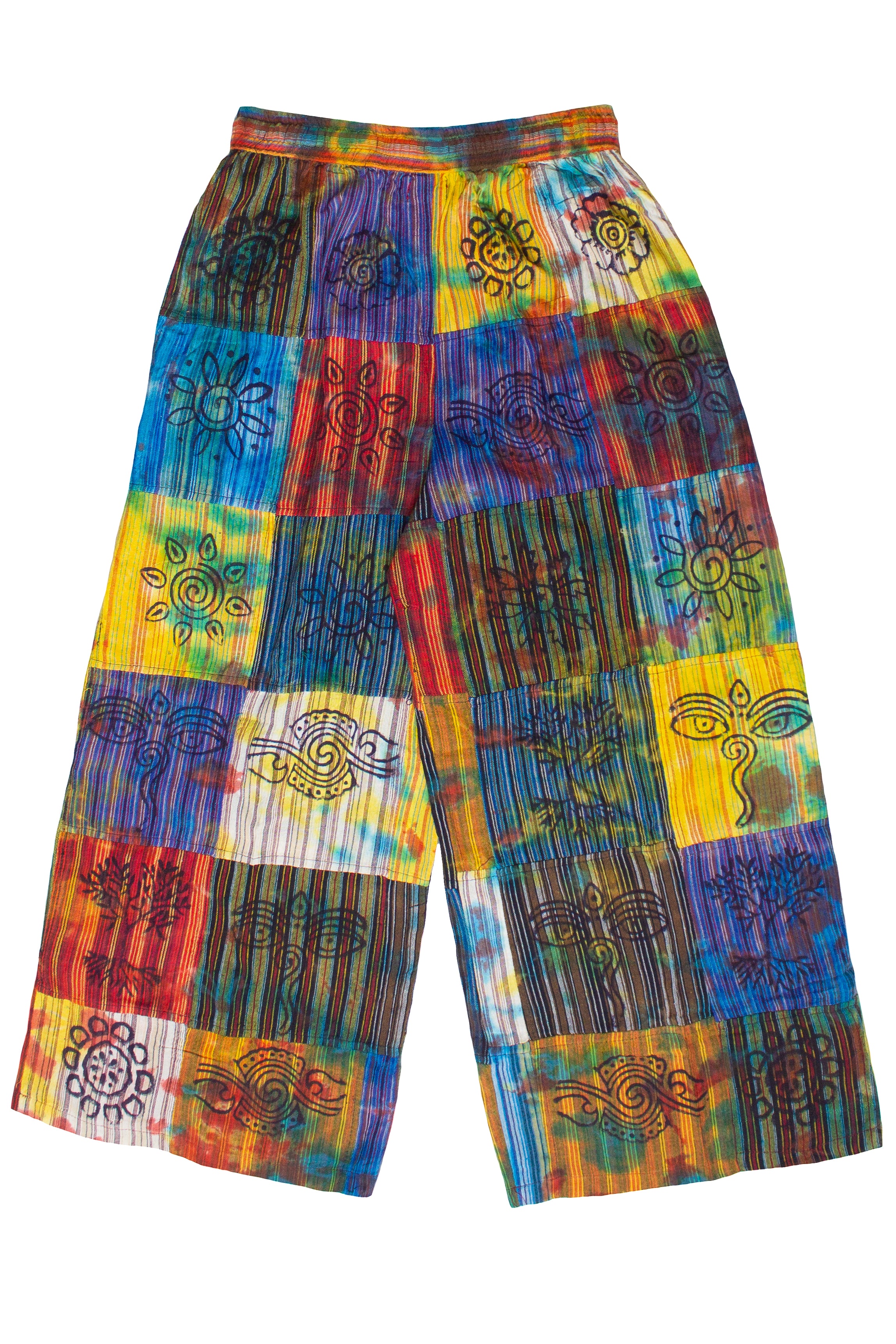 Stamped Tie Dye Wide Leg Patchwork Pants – Ragstock