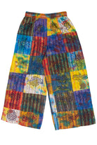 Stamped Tie Dye Wide Leg Patchwork Pants
