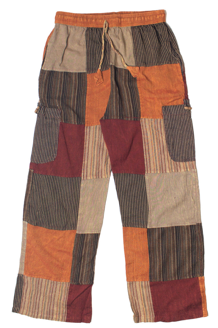 Rust Striped Patchwork Pants