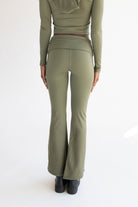 Fold Over Fleece Lined Flare Leggings