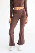 Fold Over Fleece Lined Flare Leggings
