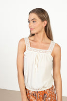 White Crochet Crinkle Tank
