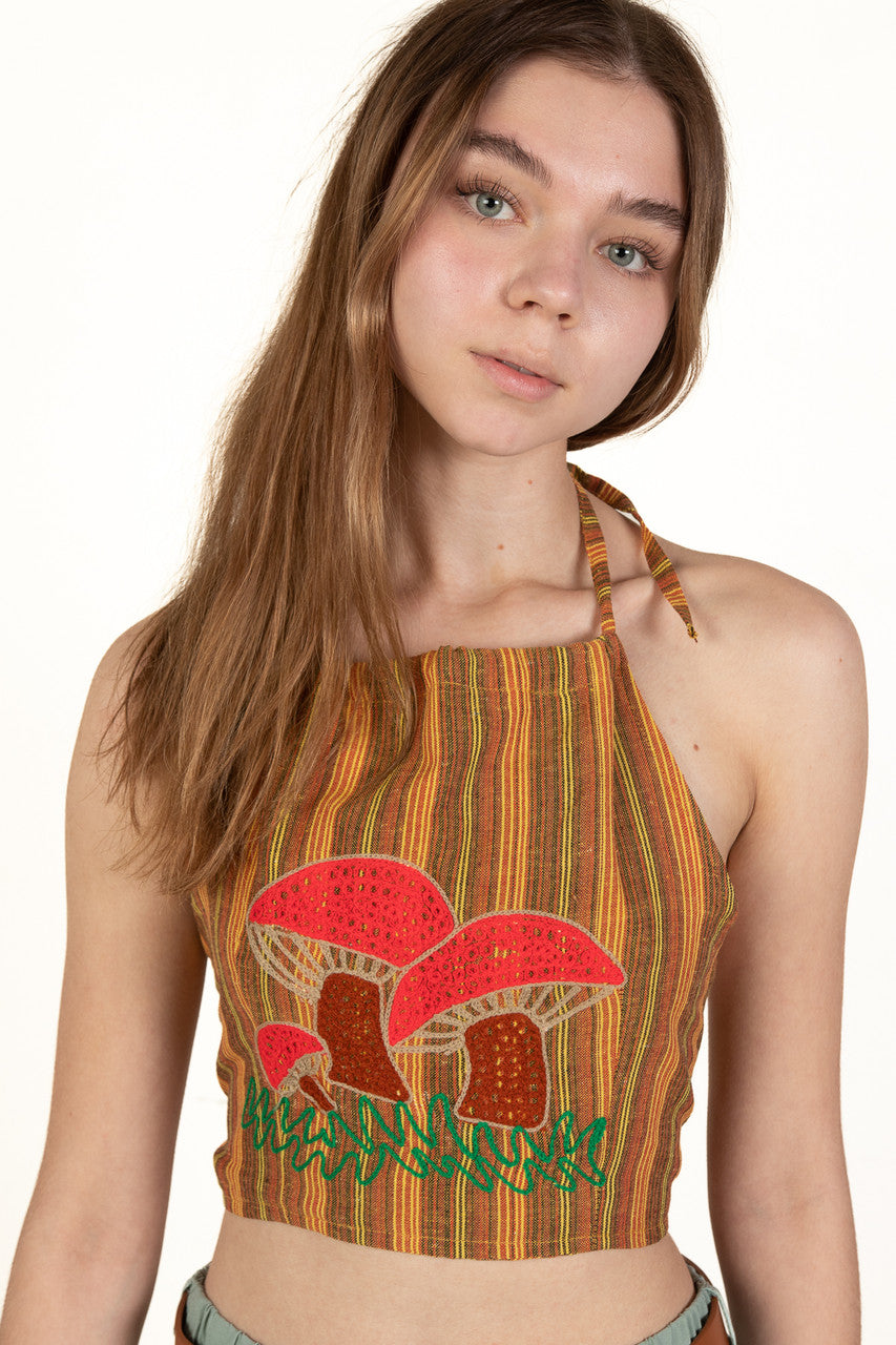 Woven Mushroom Halter Top
