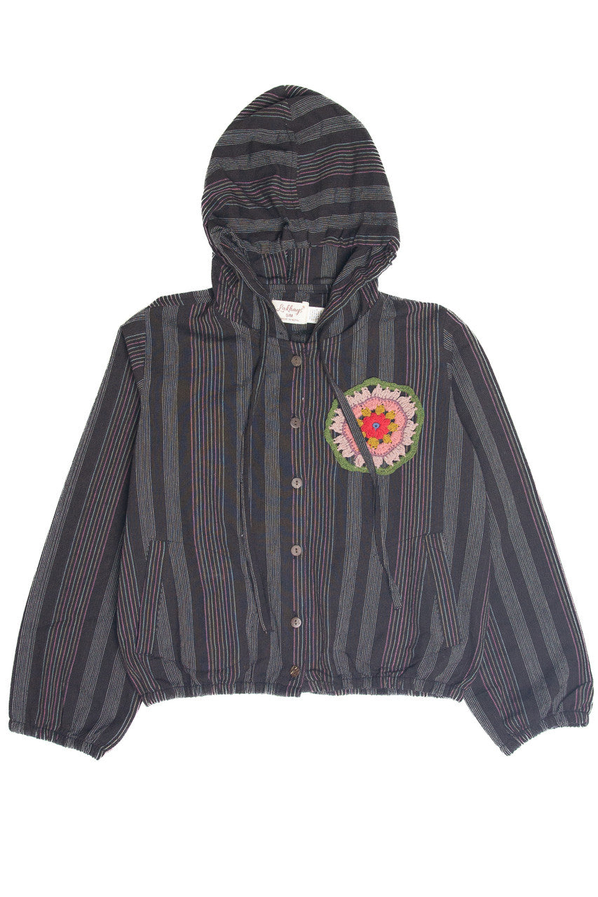 Crochet Stripe Cotton Hoodie