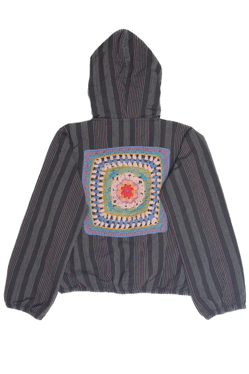 Crochet Stripe Cotton Hoodie