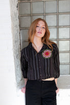 Crochet Stripe Cotton Hoodie