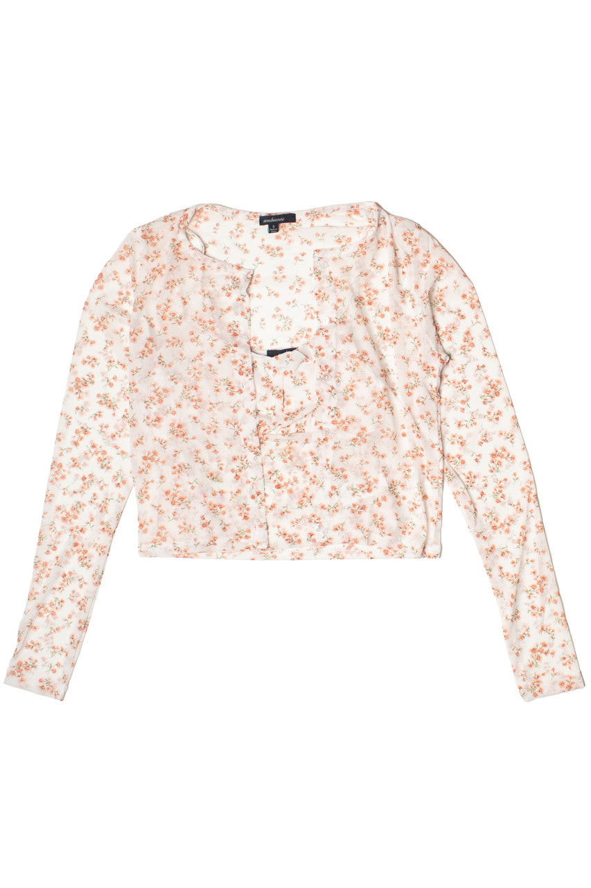 2 Piece Floral Mesh Top Set