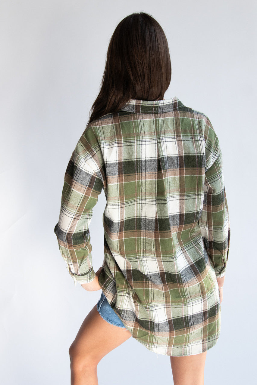 Oversized Double Pocket Flannel Shirt