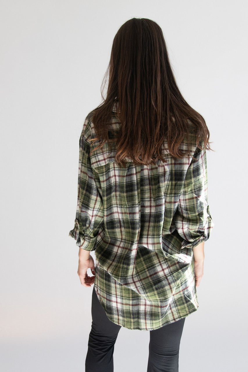 Oversized High-Low Hem Flannel