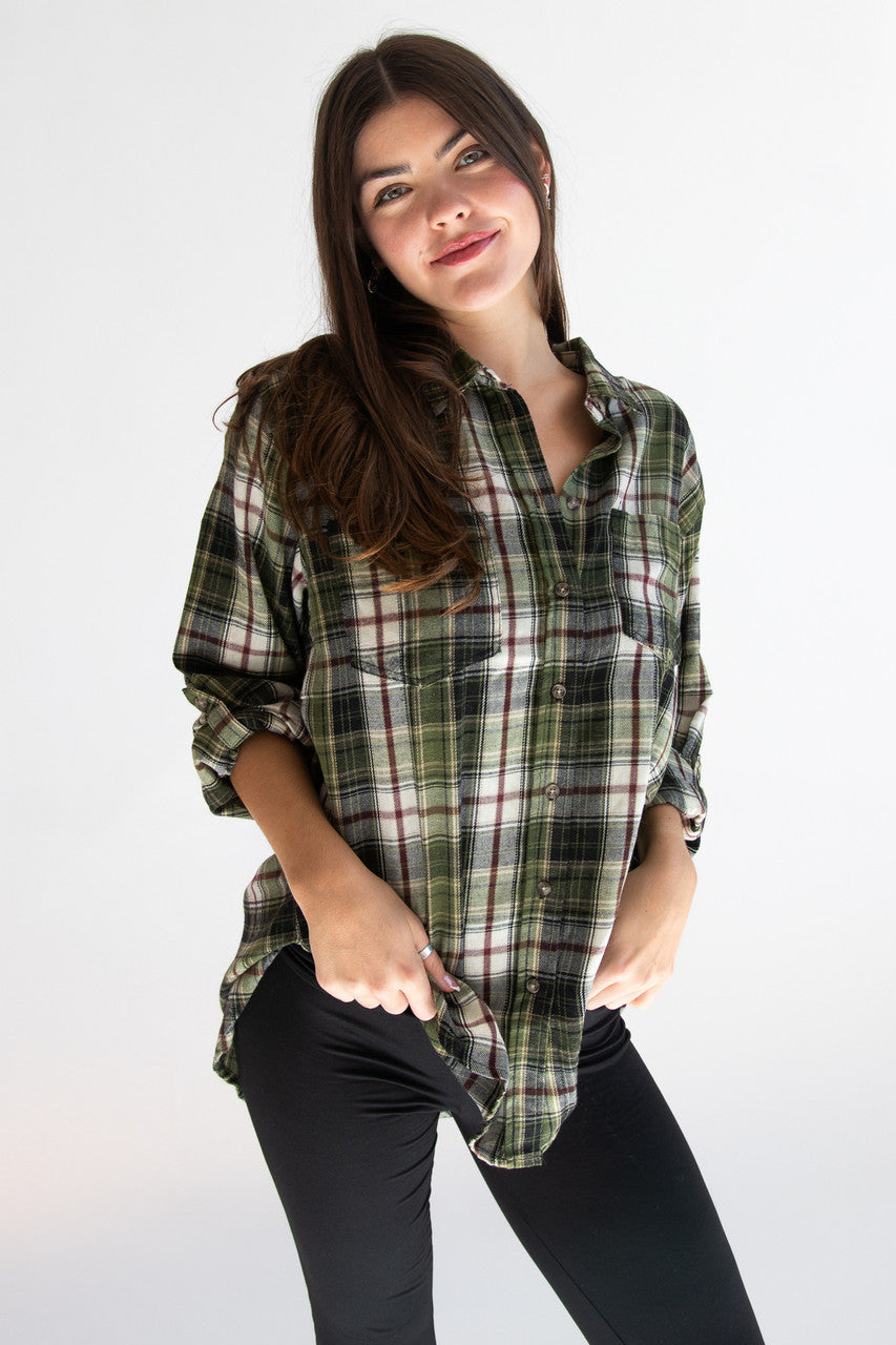 Oversized High-Low Hem Flannel