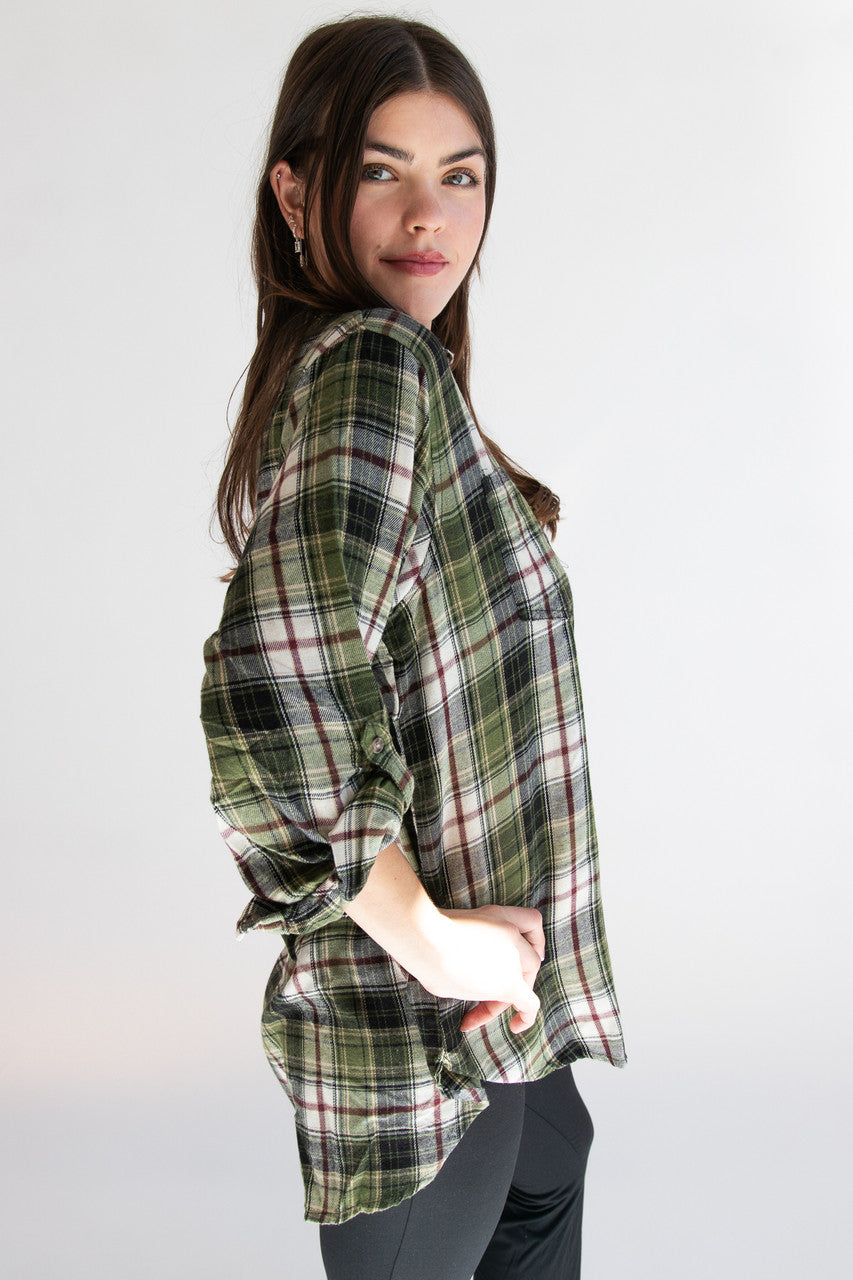Oversized High-Low Hem Flannel