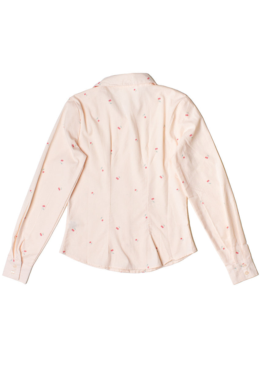 Cherry Print Long Sleeve Button Up Shirt