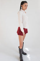 Cherry Print Long Sleeve Button Up Shirt