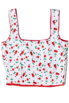Patterned Picot Trim Bodice Tank
