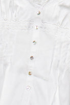 Pin Tuck Lace Trim Sleeveless Top - White