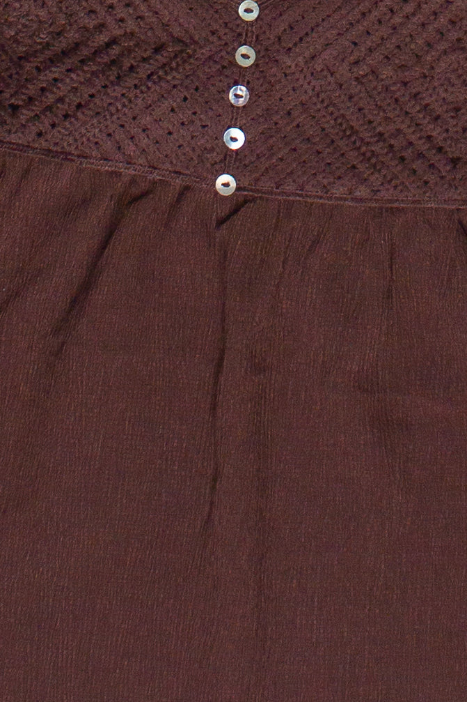 Knit Top Babydoll Tank Top - Brown