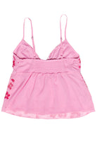 Flower Sequin Beaded Babydoll Top - Pink