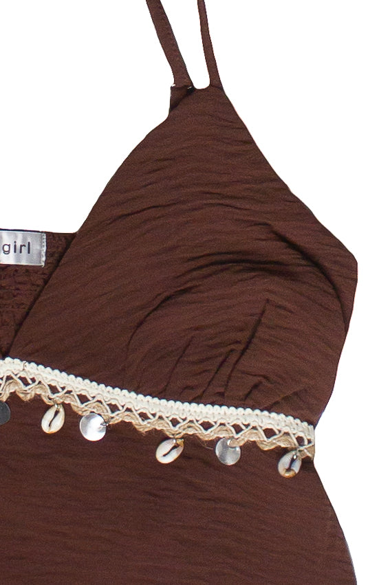 Lightweight Crinkle Seashell Babydoll Tank Top