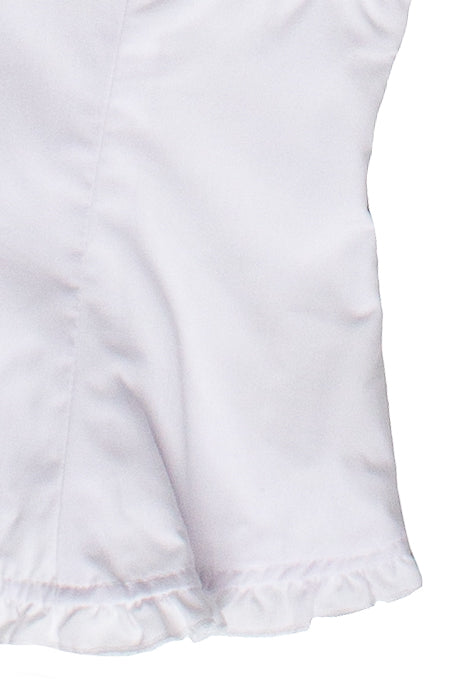 Cap Sleeve Ruffle Trim Button Up Top