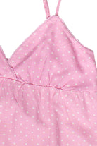 Polka Dot Linen Blend Babydoll Tank Top - Pink