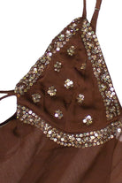 Beaded Sequin Scarf Top - Brown