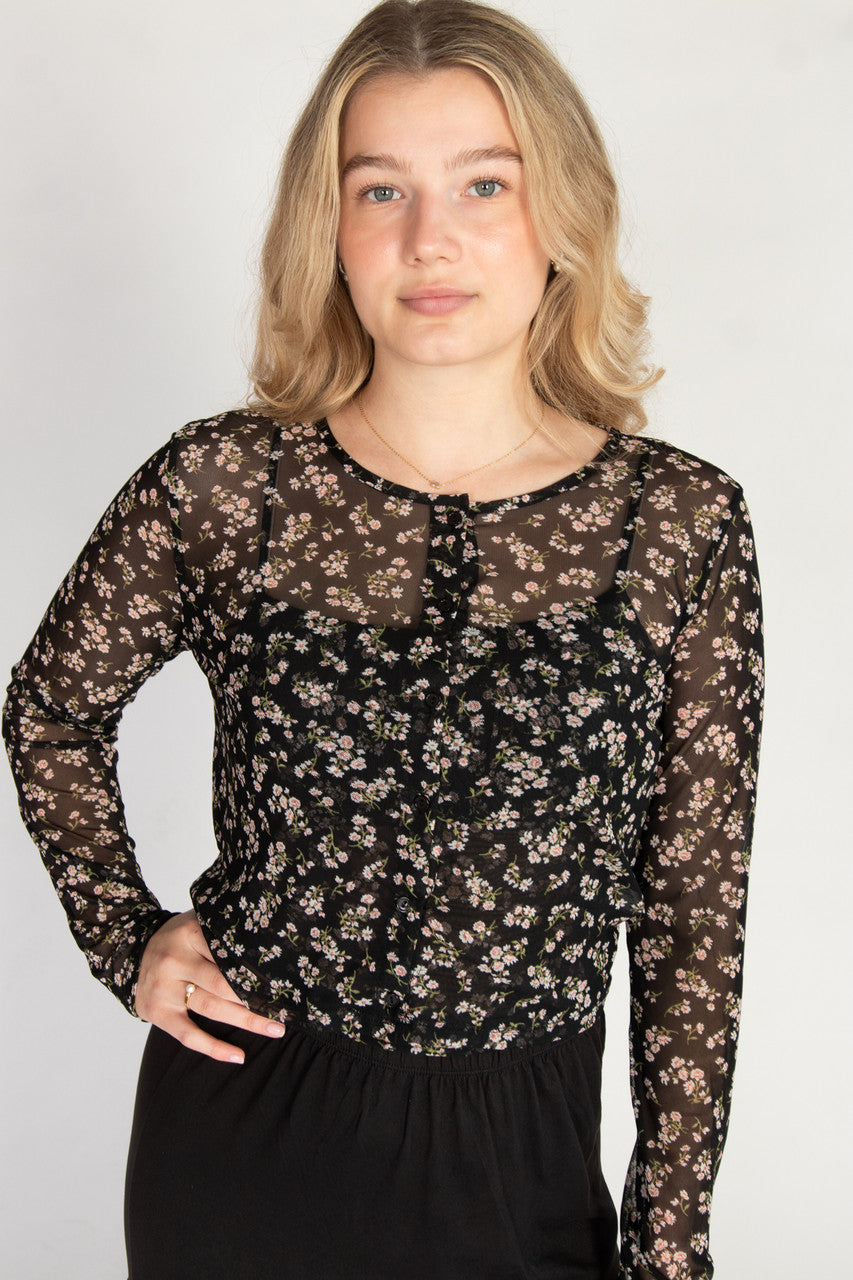 2 Piece Floral Mesh Top Set