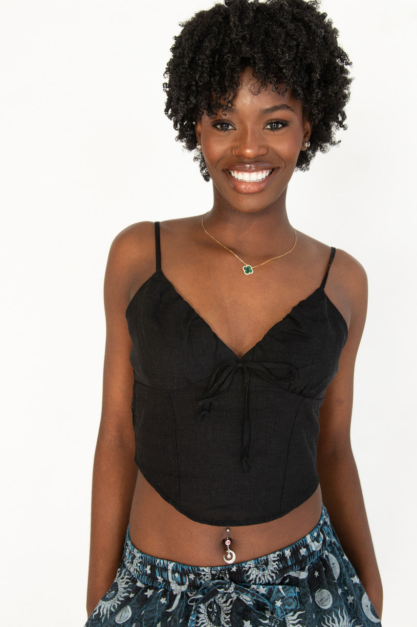 Tie Front Linen Tank Top