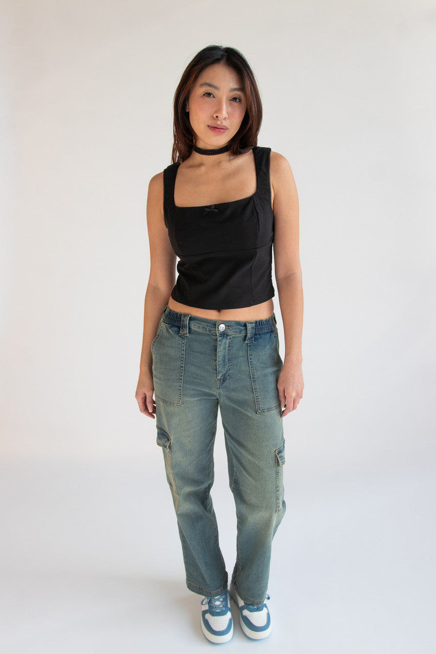 Square Neck Bow Tank Top