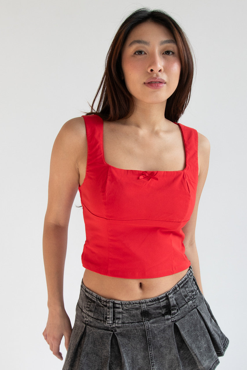 Square Neck Bow Tank Top
