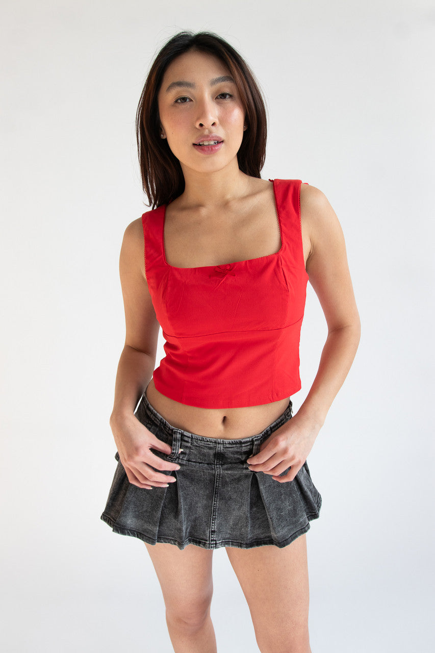 Square Neck Bow Tank Top
