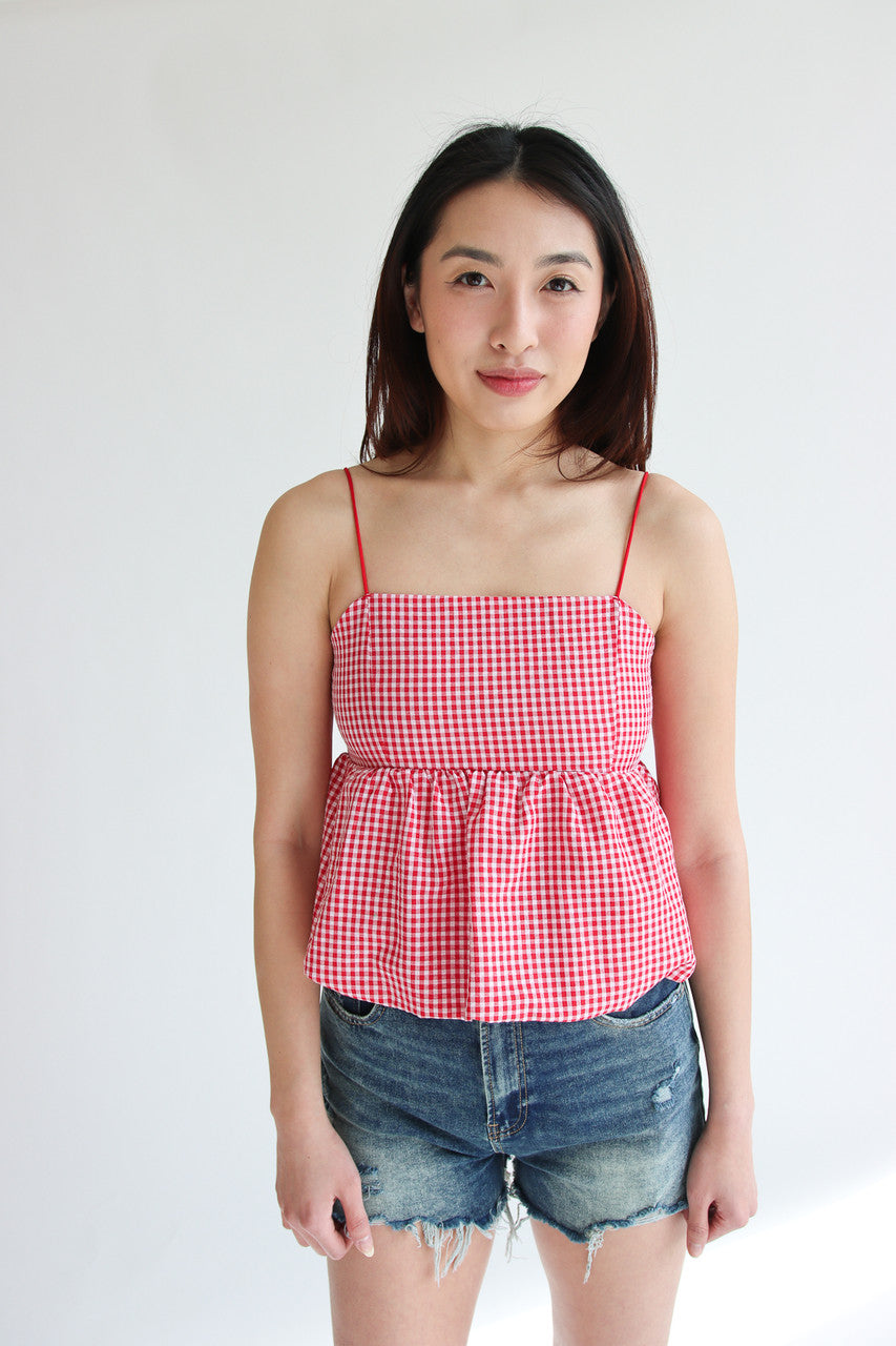 Gingham Peplum Bubble Hem Tank Top – Ragstock