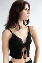 Tie Front Lace Trim Cami