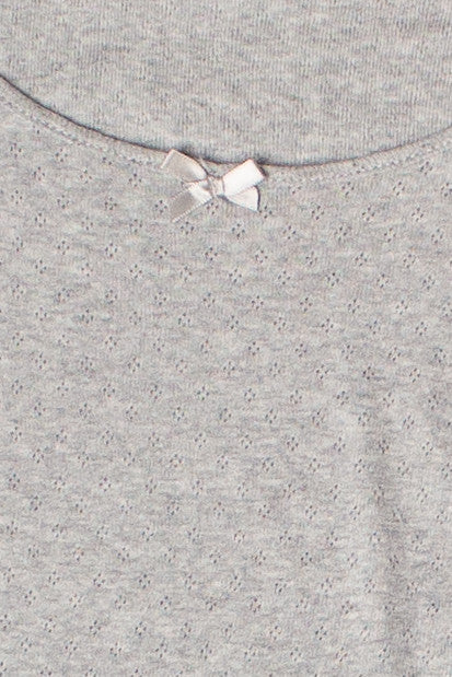 Long Sleeve Pointelle Bow Top