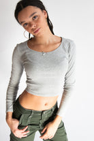 Long Sleeve Pointelle Bow Top